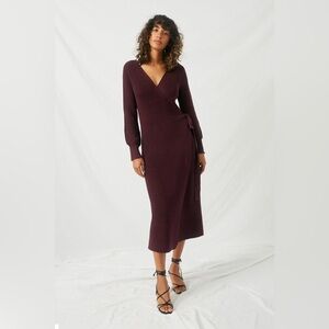 Sophie and Hailee Purple Sweater Wrap Maxi Dress Size L NWT